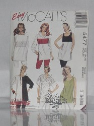 5477 MCCALLS TUNIC TOPS SLEEVES, CONTRAST OR NOT PATTERN LARGE 18,20 UNCUT